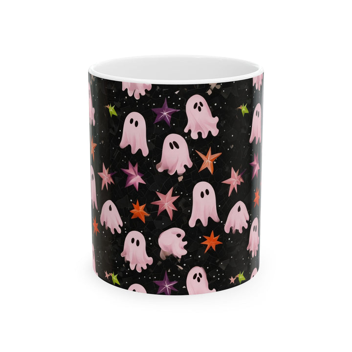 Cute Ghosts Ceramic Mug - Fun Halloween Drinkware, Gift for Friends, Coffee Lover's Mug, Spooky Decorations, Starry Night Design
