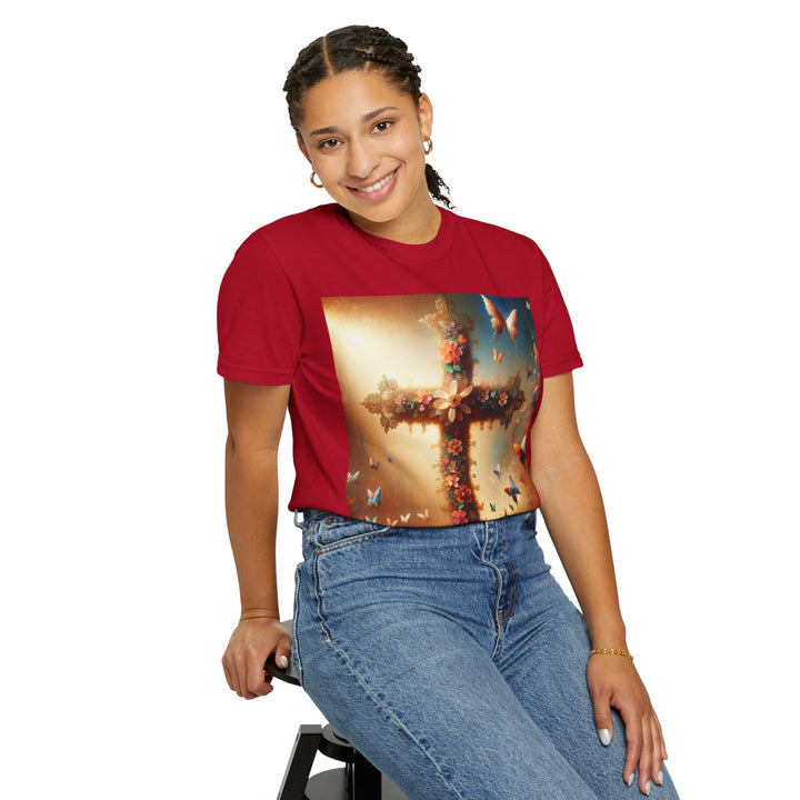 Faith-Inspired Floral Cross T-Shirt, Inspirational Tee, Religious Gift, Christian Apparel, Casual Wear, Everyday T-Shirt