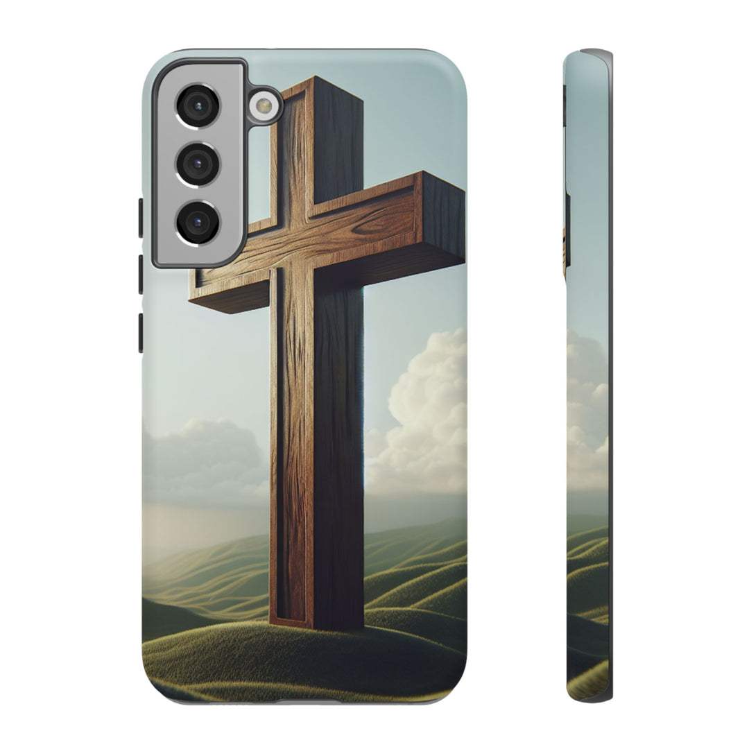 Wooden Cross Phone Case, Inspirational Gift, Christian Decor, Faith-Based Accessory, Unique Tech Gift