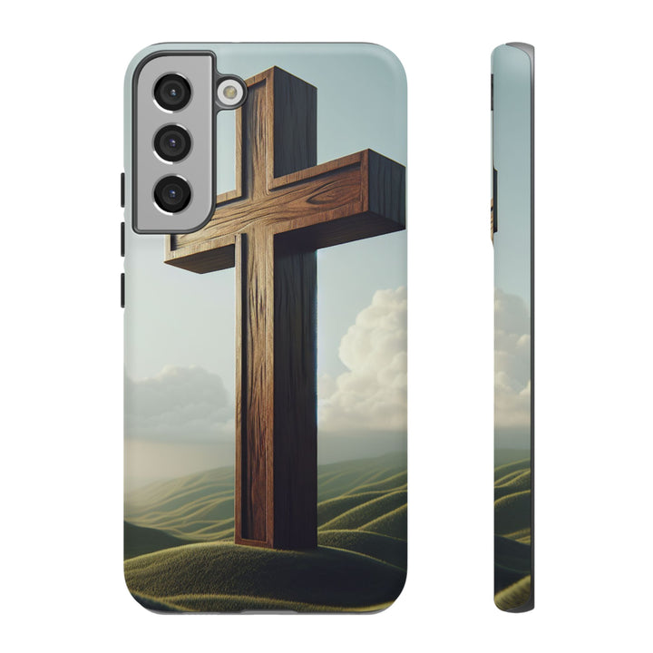 Wooden Cross Phone Case, Inspirational Gift, Christian Decor, Faith-Based Accessory, Unique Tech Gift