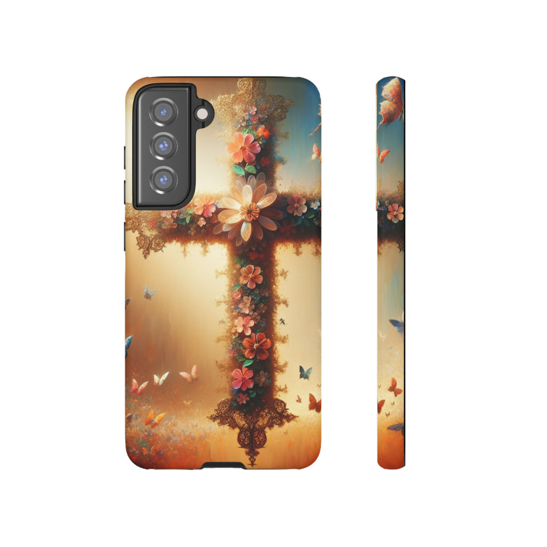 Floral Cross Phone Case, Tough Cases for Christians, Religious Gifts, Cute Floral Accessories, Chic Phone Cover, Spring Vibes