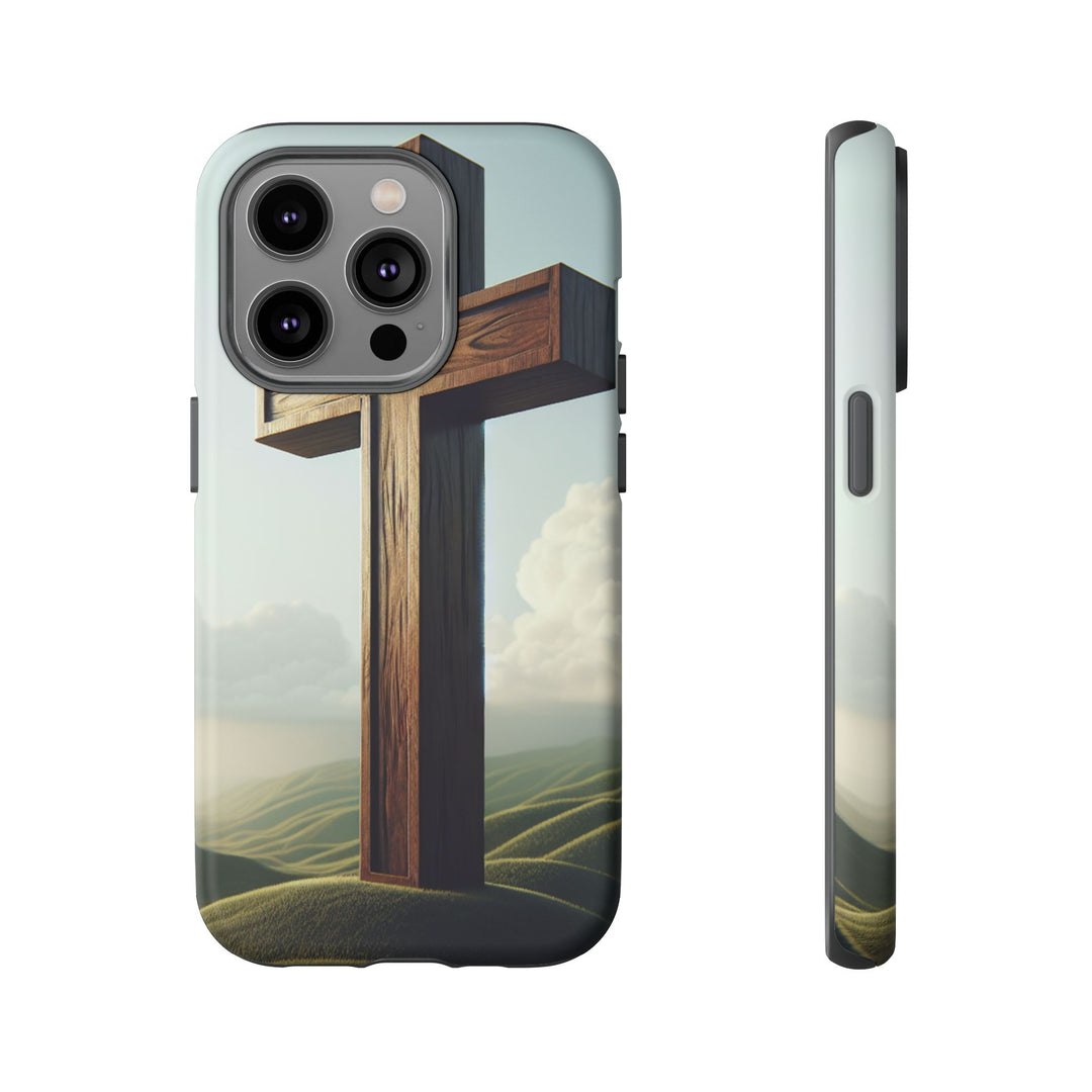 Wooden Cross Phone Case, Inspirational Gift, Christian Decor, Faith-Based Accessory, Unique Tech Gift