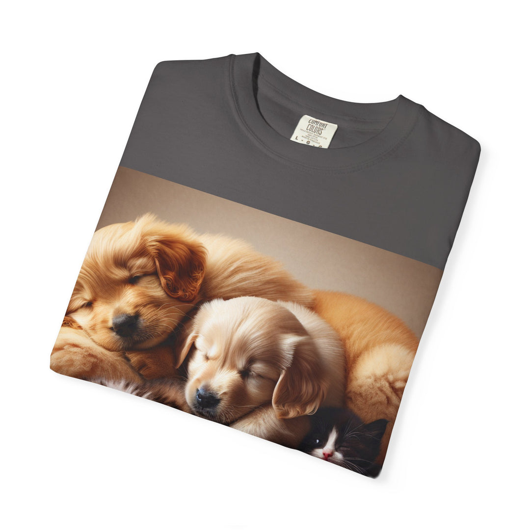 Cute Pets Snuggle Unisex Garment-Dyed T-shirt