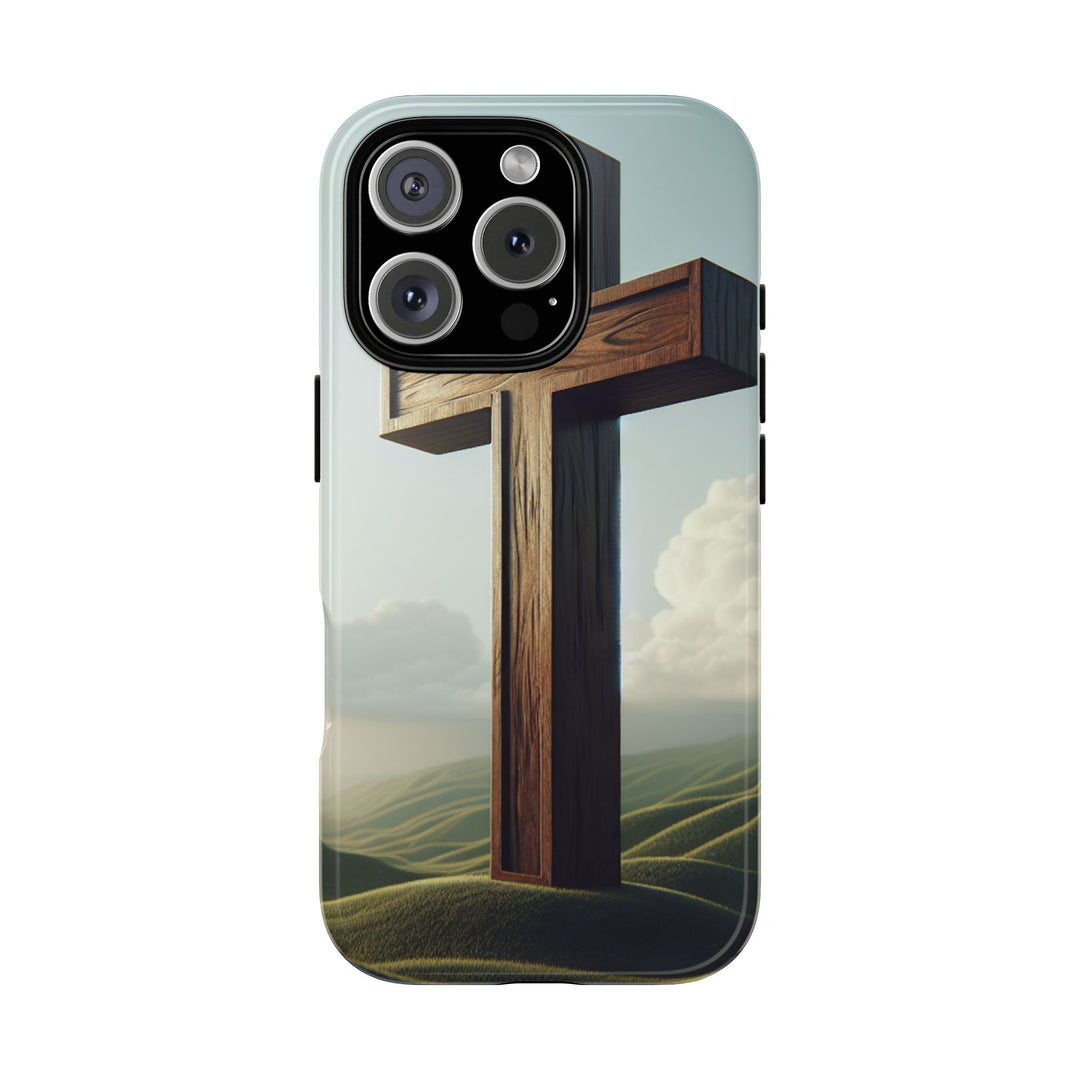 Wooden Cross Phone Case, Inspirational Gift, Christian Decor, Faith-Based Accessory, Unique Tech Gift