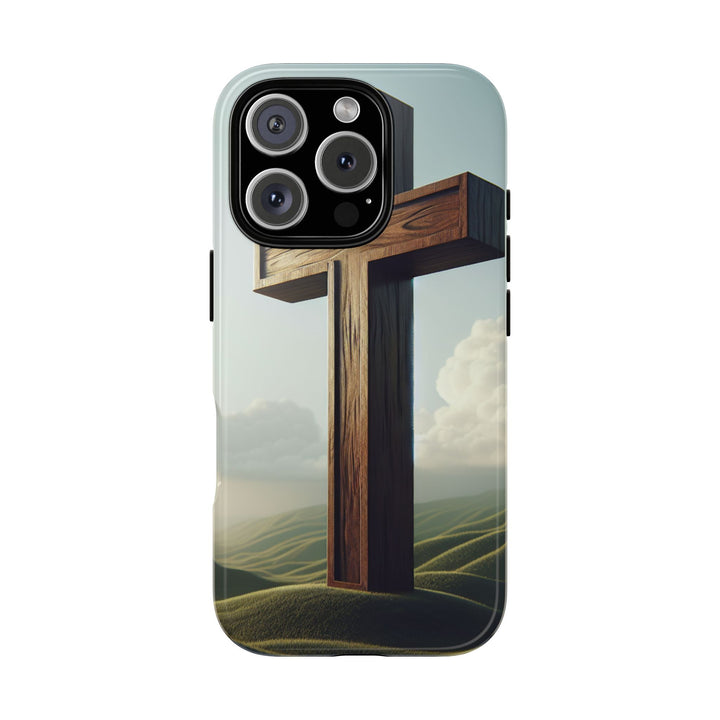 Wooden Cross Phone Case, Inspirational Gift, Christian Decor, Faith-Based Accessory, Unique Tech Gift
