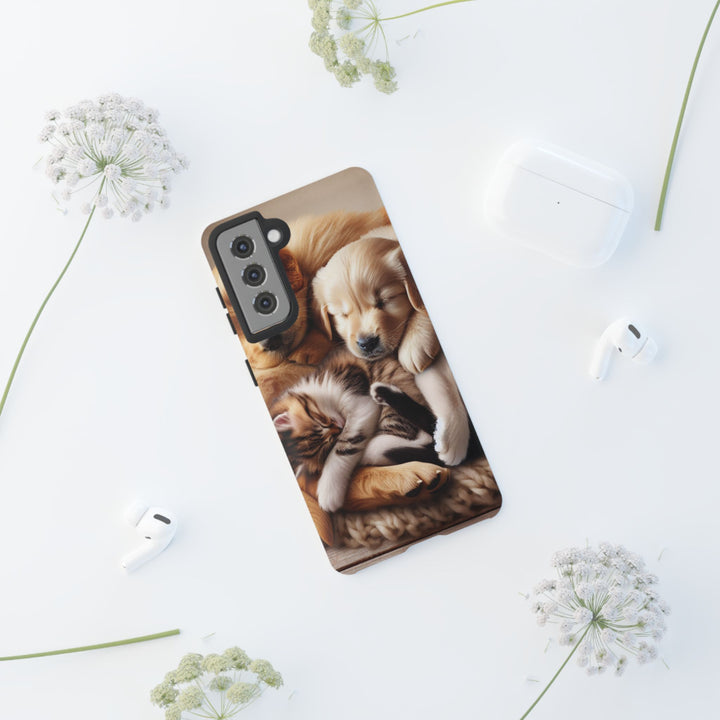 Cute Pets Phone Case - Adorable Puppy and Kitten Design, Animal Lover Gift