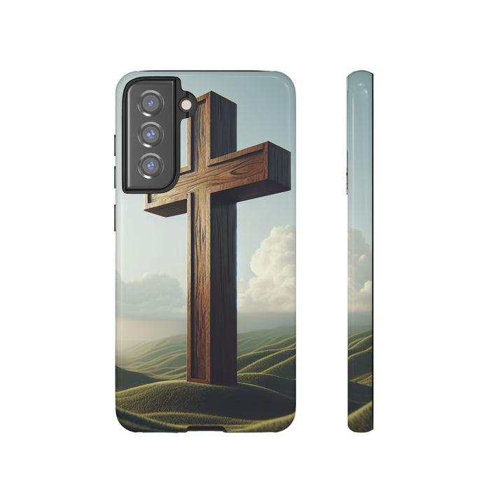 Wooden Cross Phone Case, Inspirational Gift, Christian Decor, Faith-Based Accessory, Unique Tech Gift