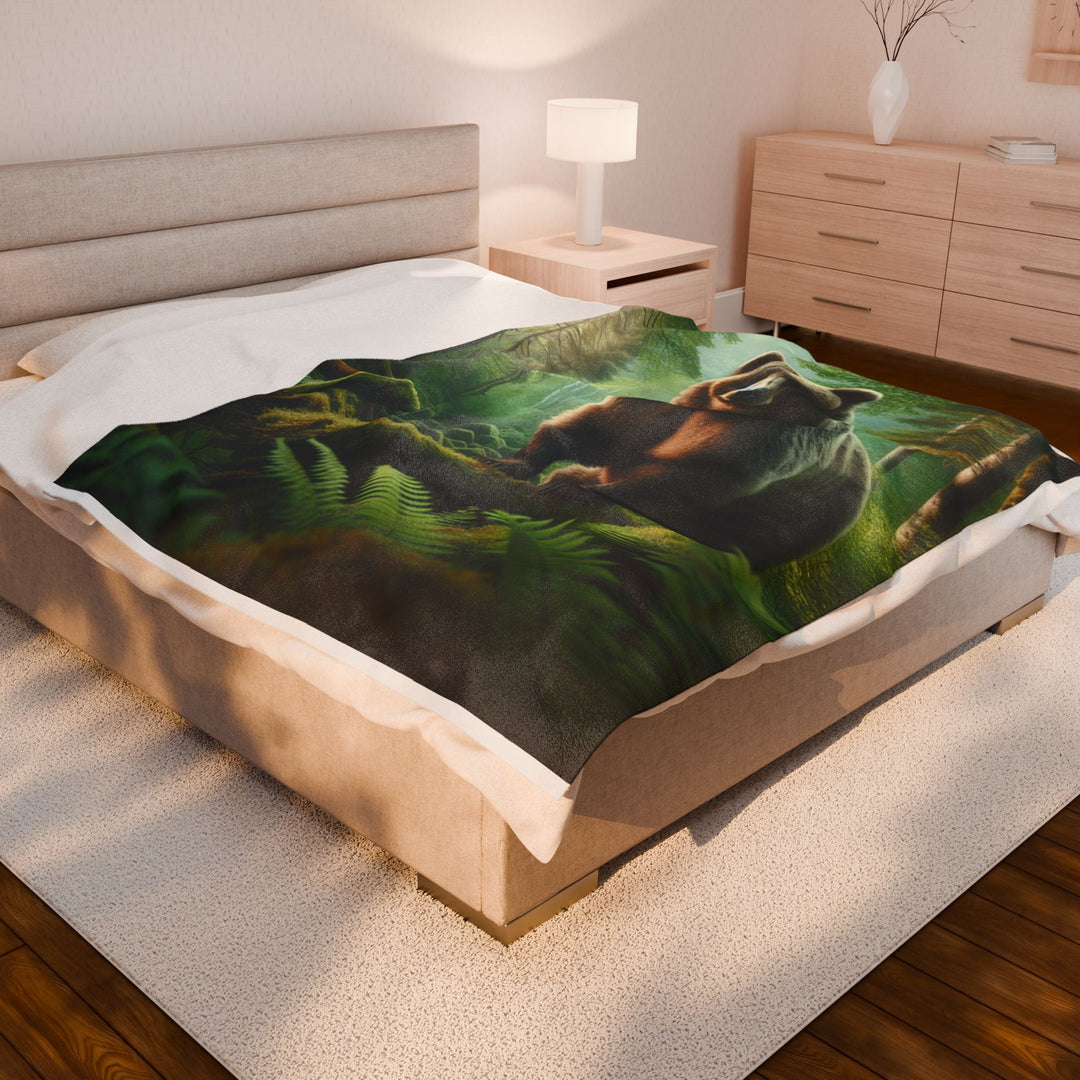 Cozy Bear Velveteen Plush Blanket - Perfect for Nature Lovers & Gifting