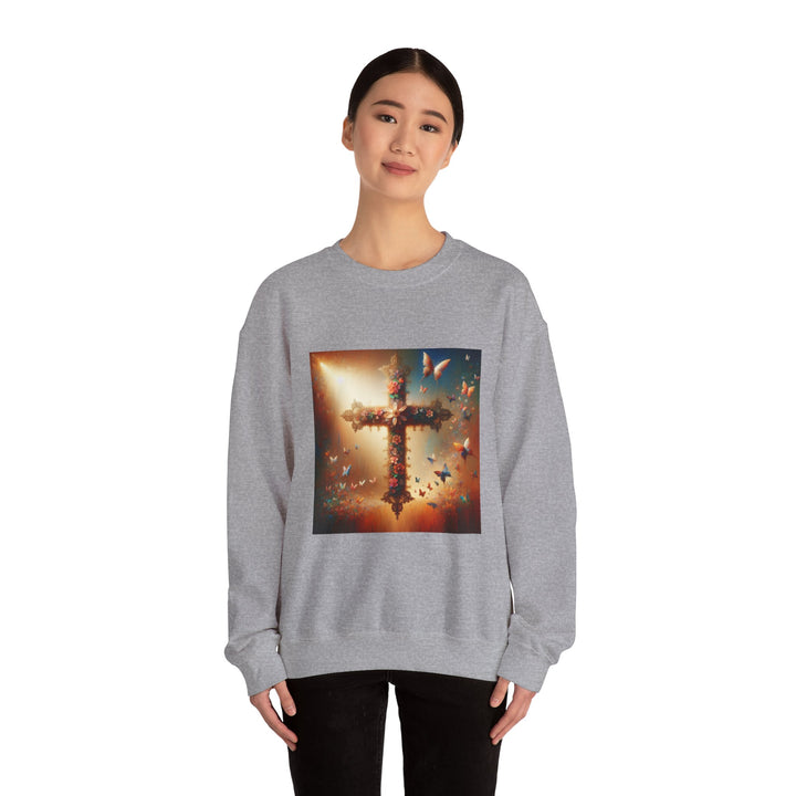 Faith-Inspired Butterfly Sweatshirt, Unisex Crewneck, Cozy Christian Apparel, Gift for Easter, Inspirational Sweatshirt, Casualwear