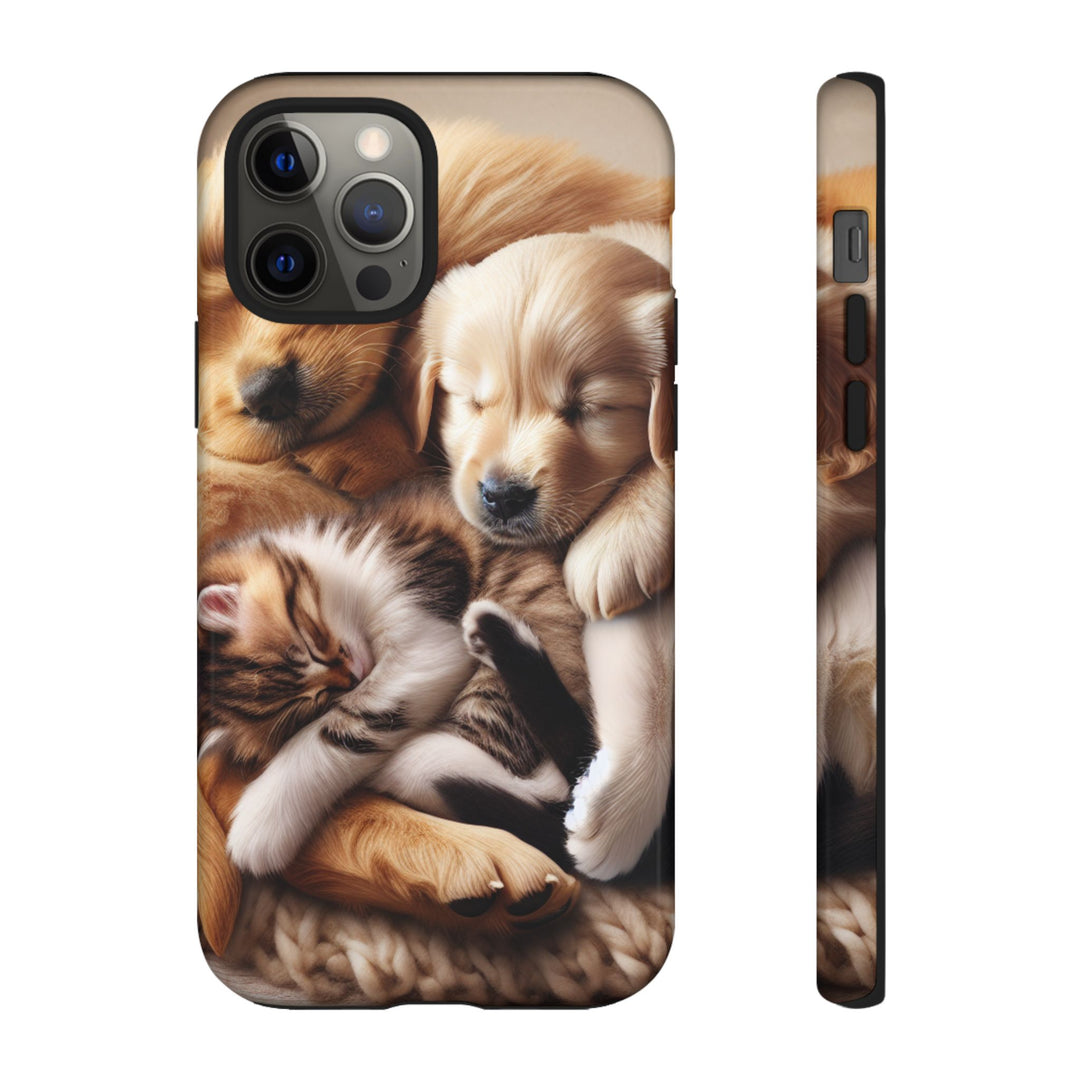 Cute Pets Phone Case - Adorable Puppy and Kitten Design, Animal Lover Gift