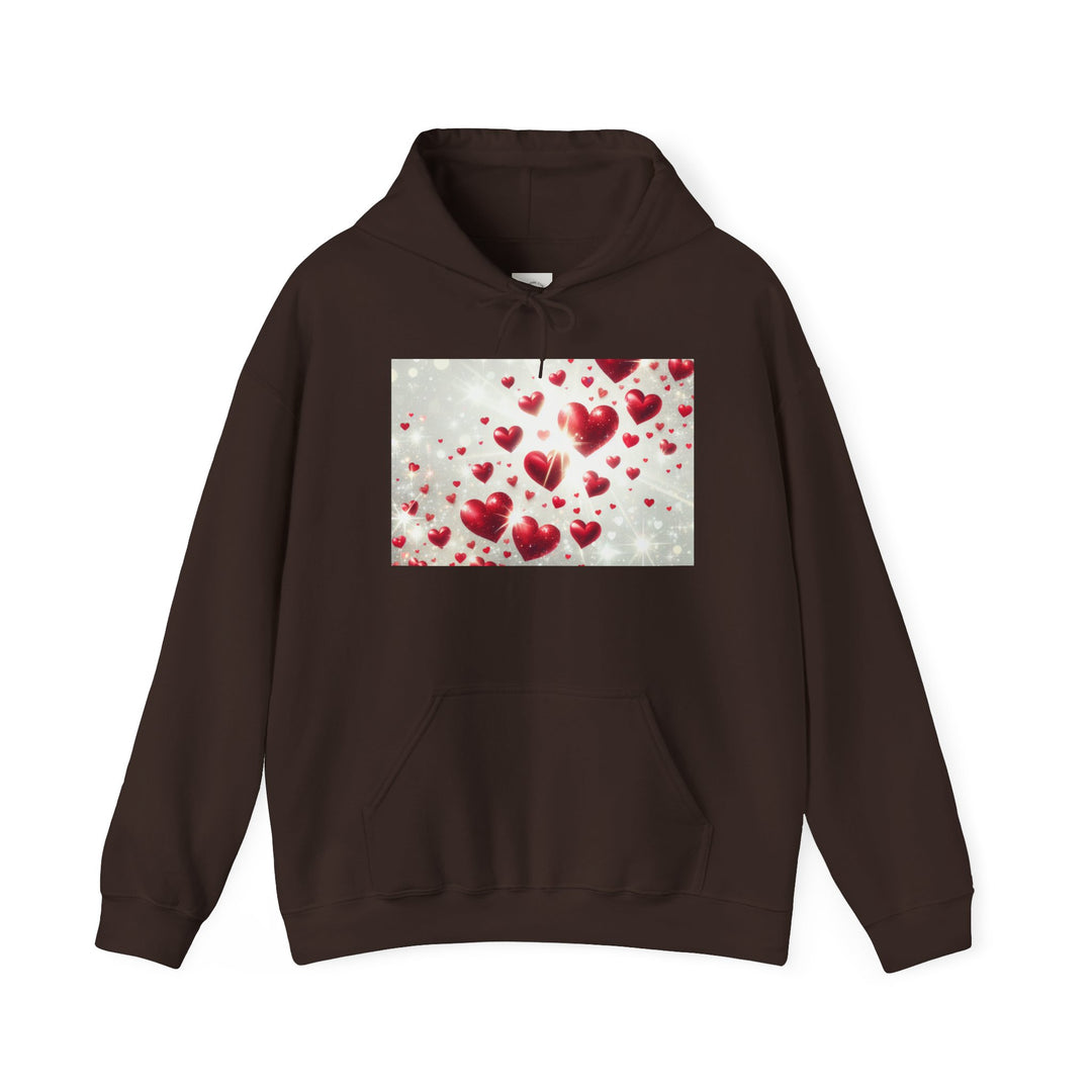 Love Hearts Unisex Hoodie, Cozy Valentine's Day Sweatshirt, Warm Gift for Him/Her, Cute Snug Pullover for Couples, Romantic Apparel