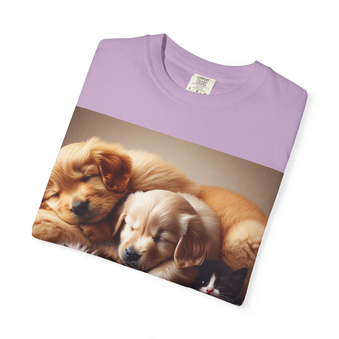 Cute Pets Snuggle Unisex Garment-Dyed T-shirt