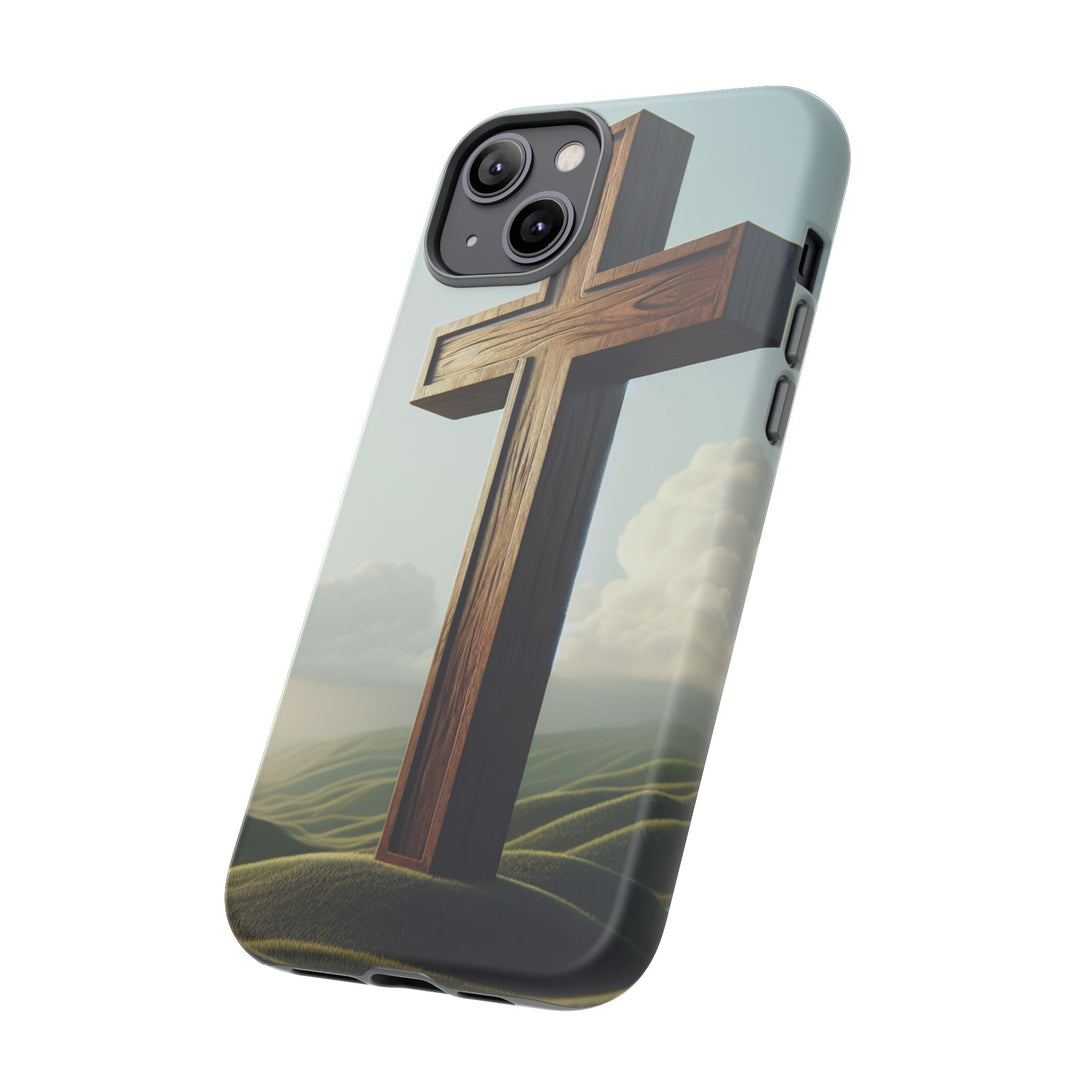 Wooden Cross Phone Case, Inspirational Gift, Christian Decor, Faith-Based Accessory, Unique Tech Gift
