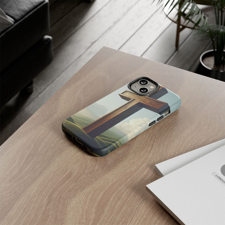 Wooden Cross Phone Case, Inspirational Gift, Christian Decor, Faith-Based Accessory, Unique Tech Gift