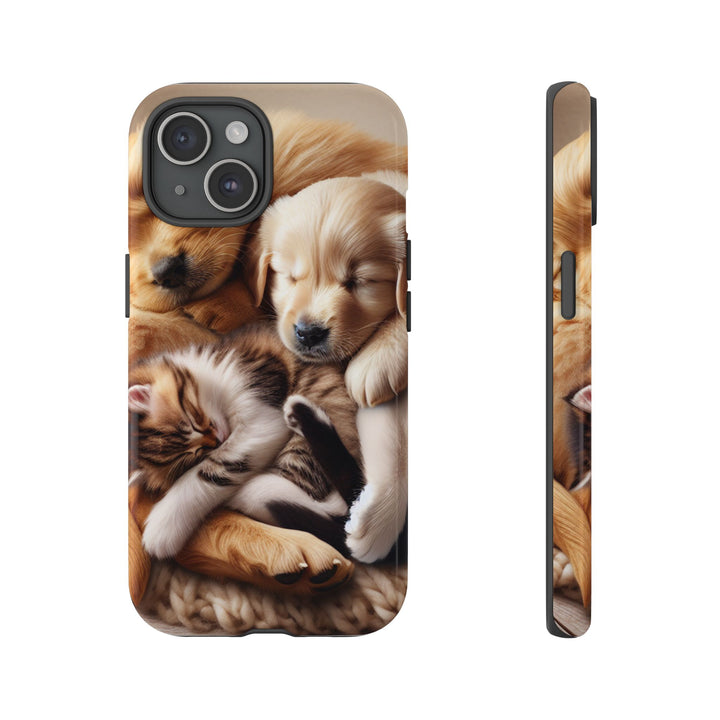 Cute Pets Phone Case - Adorable Puppy and Kitten Design, Animal Lover Gift