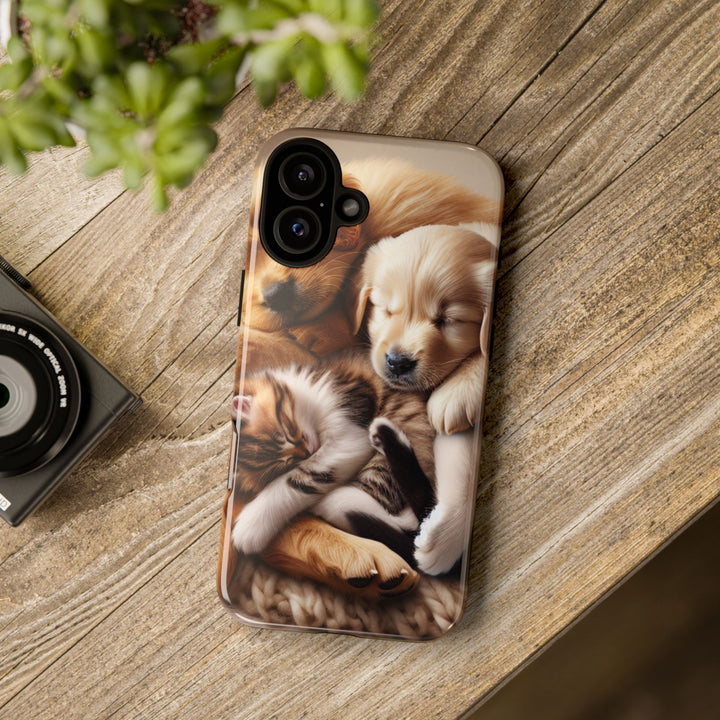 Cute Pets Phone Case - Adorable Puppy and Kitten Design, Animal Lover Gift