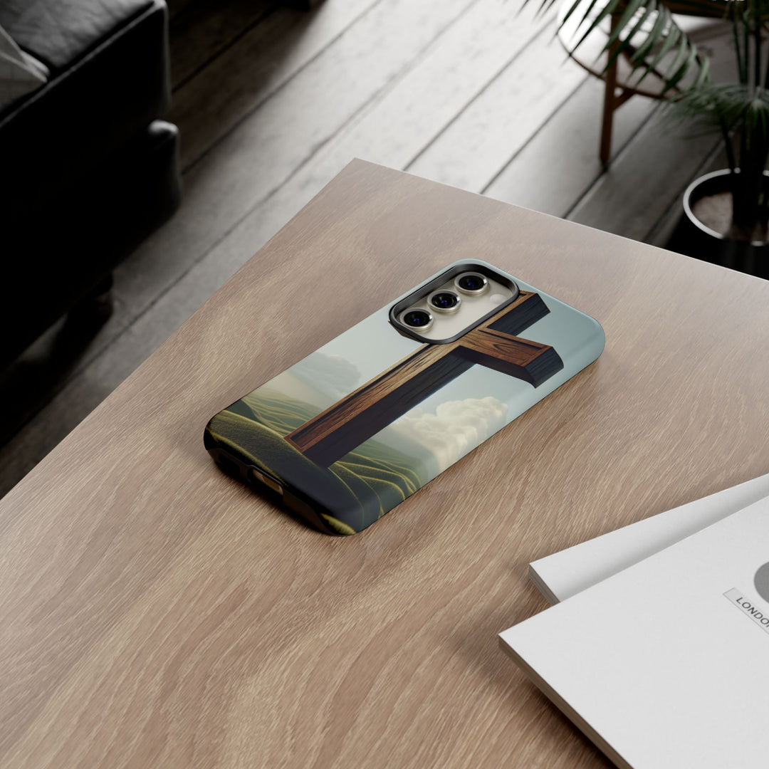 Wooden Cross Phone Case, Inspirational Gift, Christian Decor, Faith-Based Accessory, Unique Tech Gift