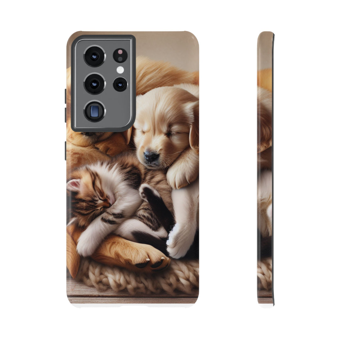 Cute Pets Phone Case - Adorable Puppy and Kitten Design, Animal Lover Gift
