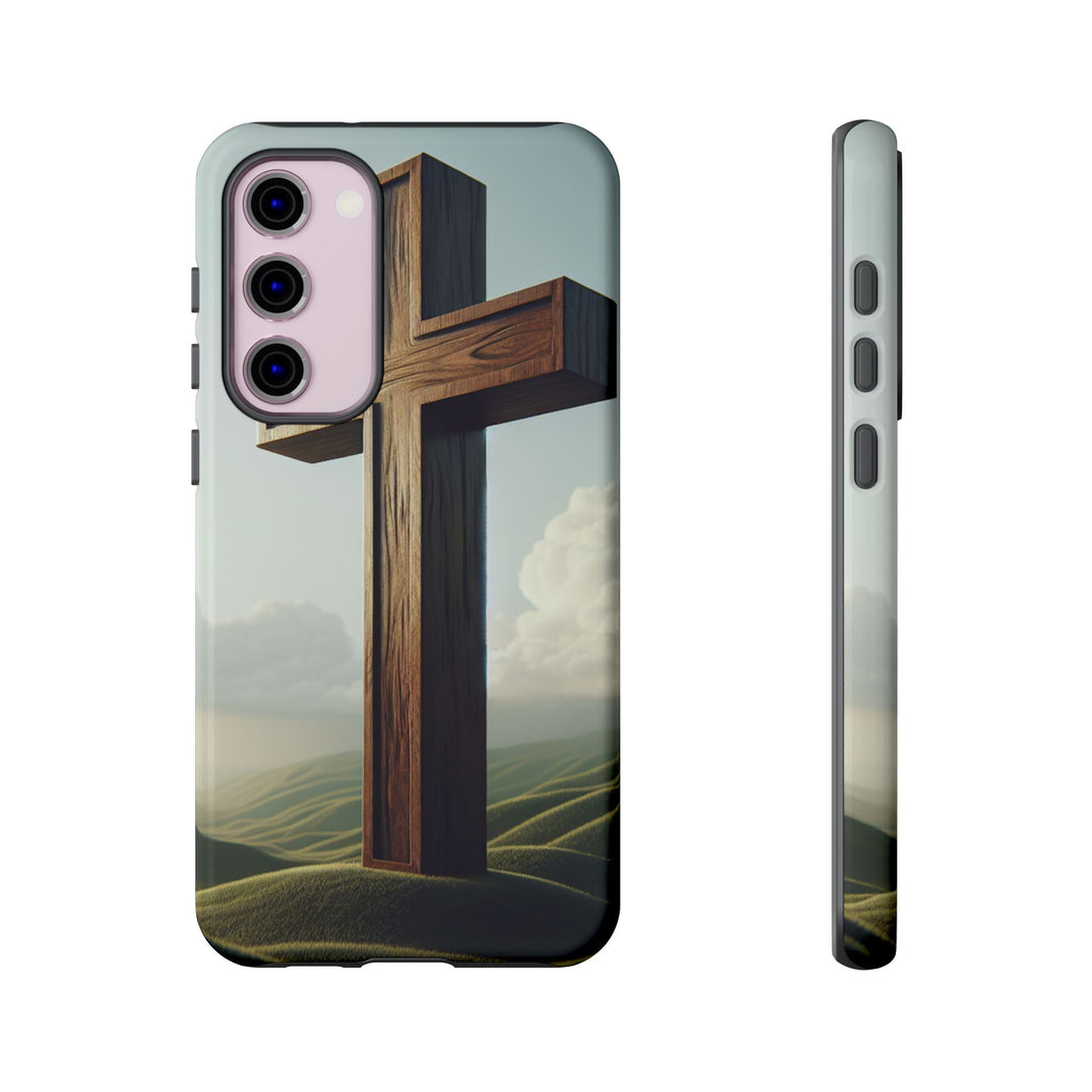 Wooden Cross Phone Case, Inspirational Gift, Christian Decor, Faith-Based Accessory, Unique Tech Gift