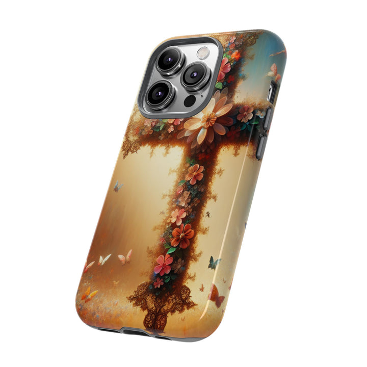 Floral Cross Phone Case, Tough Cases for Christians, Religious Gifts, Cute Floral Accessories, Chic Phone Cover, Spring Vibes