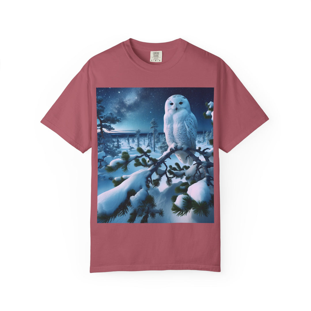 Mystical Owl Unisex Garment-Dyed T-Shirt – Cozy Winter Vibes