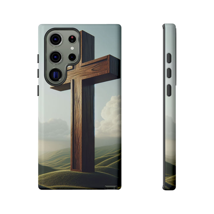 Wooden Cross Phone Case, Inspirational Gift, Christian Decor, Faith-Based Accessory, Unique Tech Gift