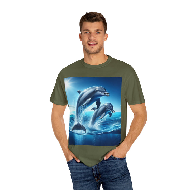 Ocean Jumping Dolphins T-Shirt - Unisex Garment-Dyed Tee