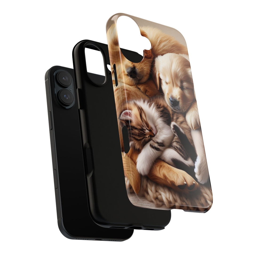 Cute Pets Phone Case - Adorable Puppy and Kitten Design, Animal Lover Gift