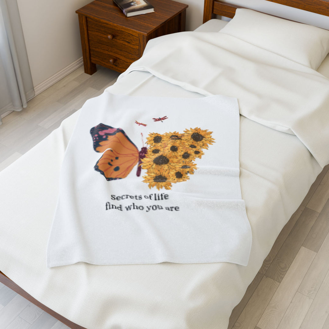 Inspiring Velveteen Plush Blanket - "Secrets of Life Find Who You Are"