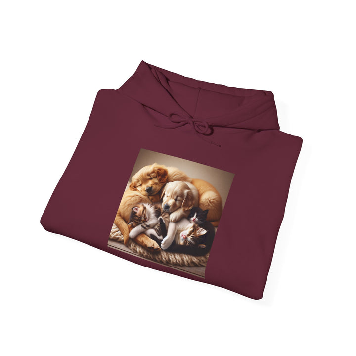 Cozy Pet Pals Hooded Sweatshirt - Animal Lover Gift, Cute Hoodie, Dog Cat Sweatshirt, Casual Wear, Cozy Gift