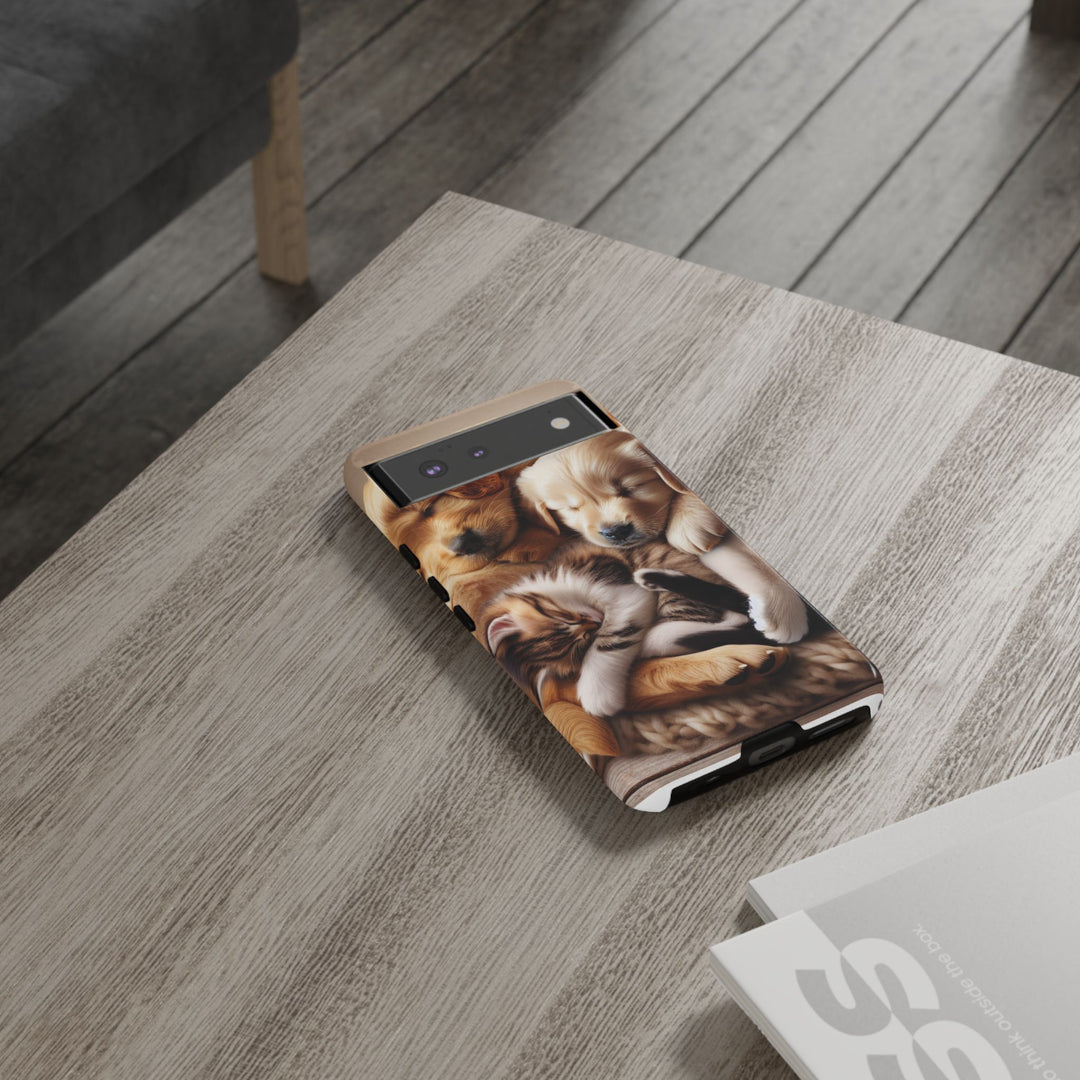 Cute Pets Phone Case - Adorable Puppy and Kitten Design, Animal Lover Gift