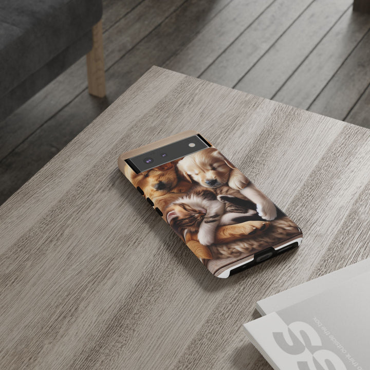 Cute Pets Phone Case - Adorable Puppy and Kitten Design, Animal Lover Gift