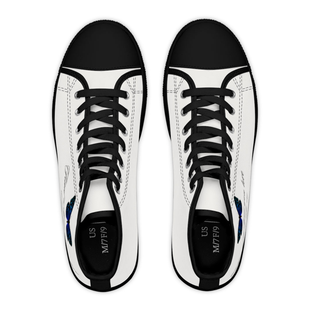 Women&#039;s High Top Sneakers with Butterfly Design - Inspire Your Style