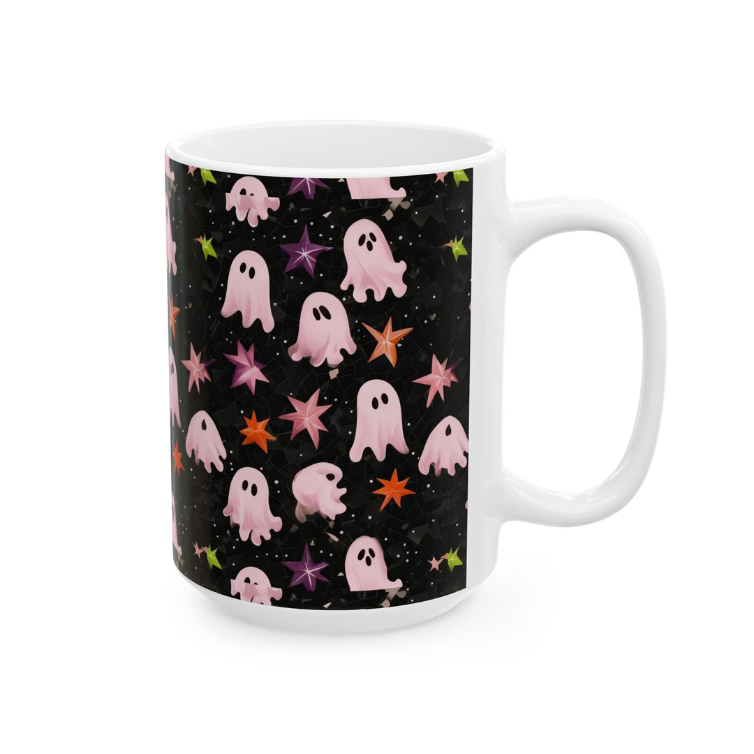 Cute Ghosts Ceramic Mug - Fun Halloween Drinkware, Gift for Friends, Coffee Lover's Mug, Spooky Decorations, Starry Night Design