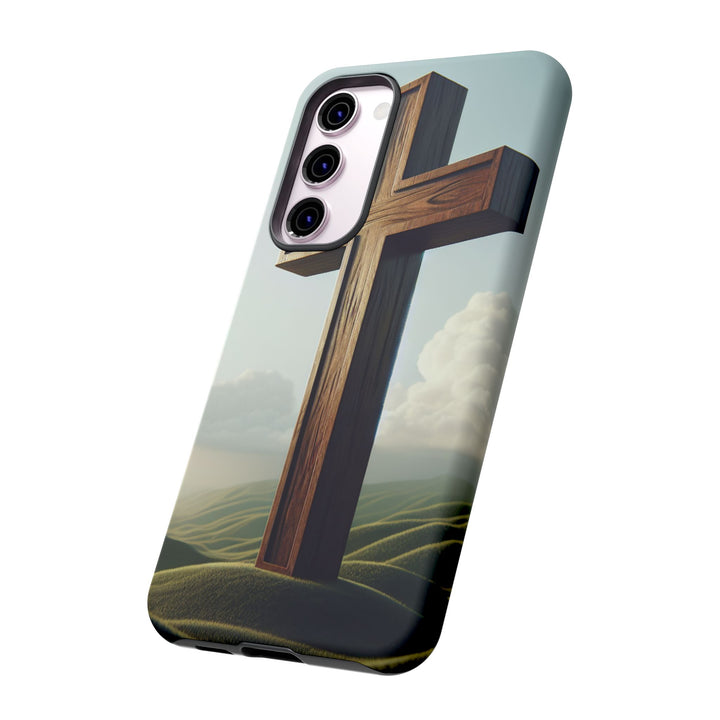 Wooden Cross Phone Case, Inspirational Gift, Christian Decor, Faith-Based Accessory, Unique Tech Gift