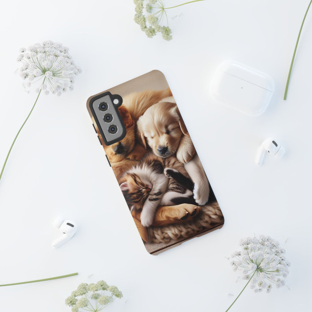 Cute Pets Phone Case - Adorable Puppy and Kitten Design, Animal Lover Gift