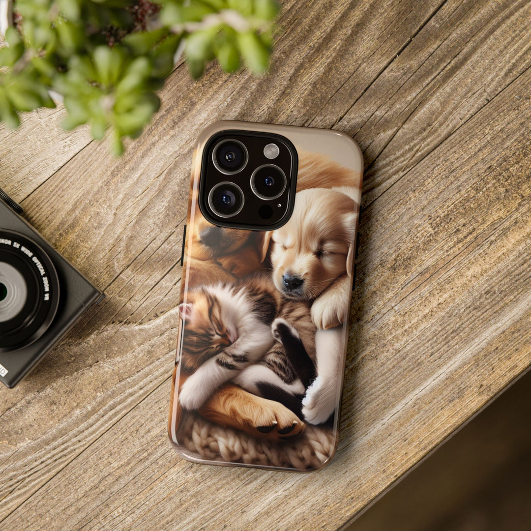Cute Pets Phone Case - Adorable Puppy and Kitten Design, Animal Lover Gift