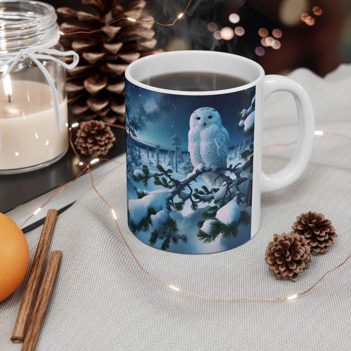Winter Owl Ceramic Mug - Cozy 11oz & 15oz Coffee Cup for Nature Lovers