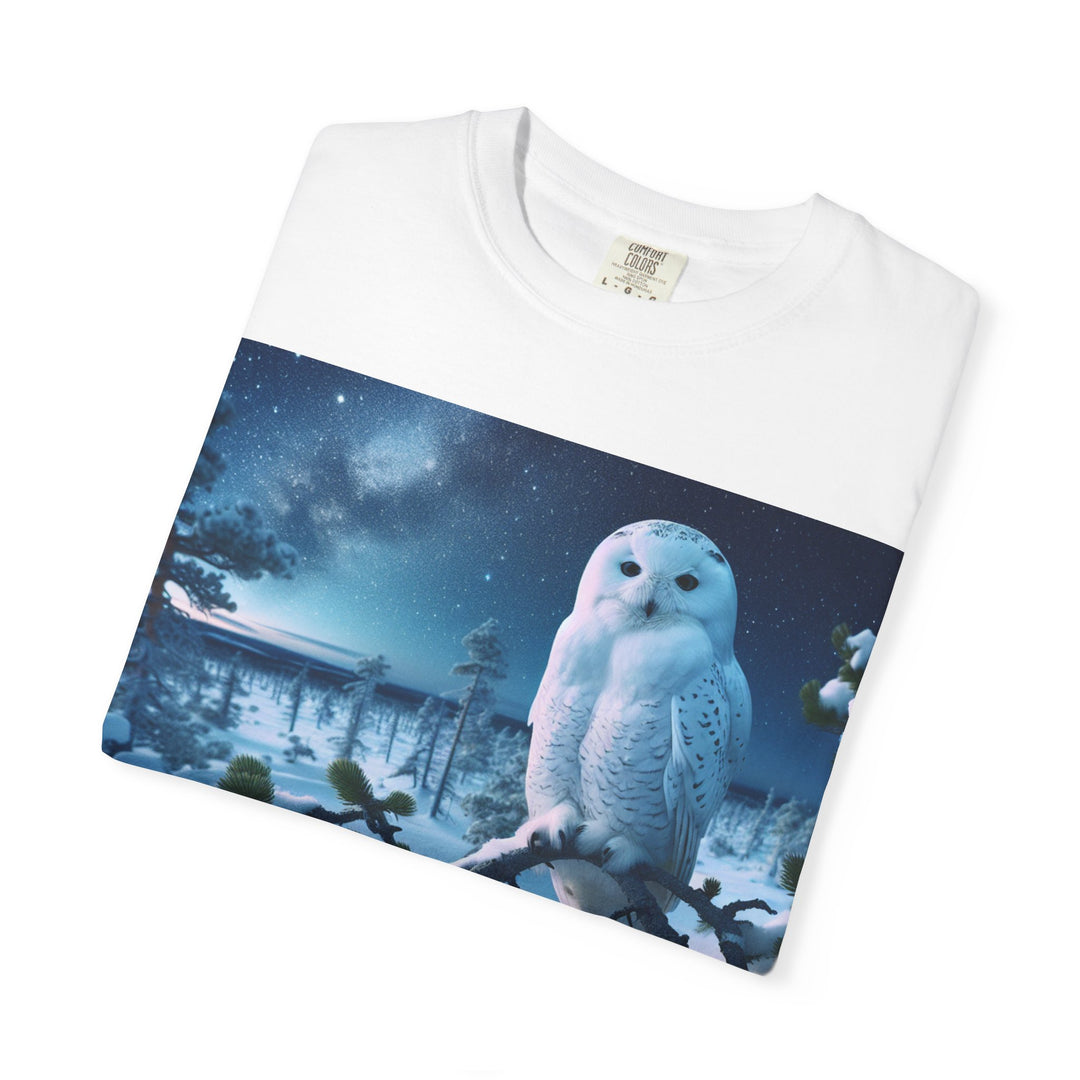 Mystical Owl Unisex Garment-Dyed T-Shirt – Cozy Winter Vibes