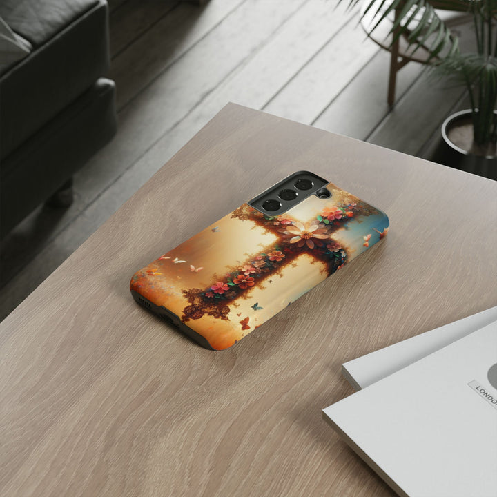 Floral Cross Phone Case, Tough Cases for Christians, Religious Gifts, Cute Floral Accessories, Chic Phone Cover, Spring Vibes