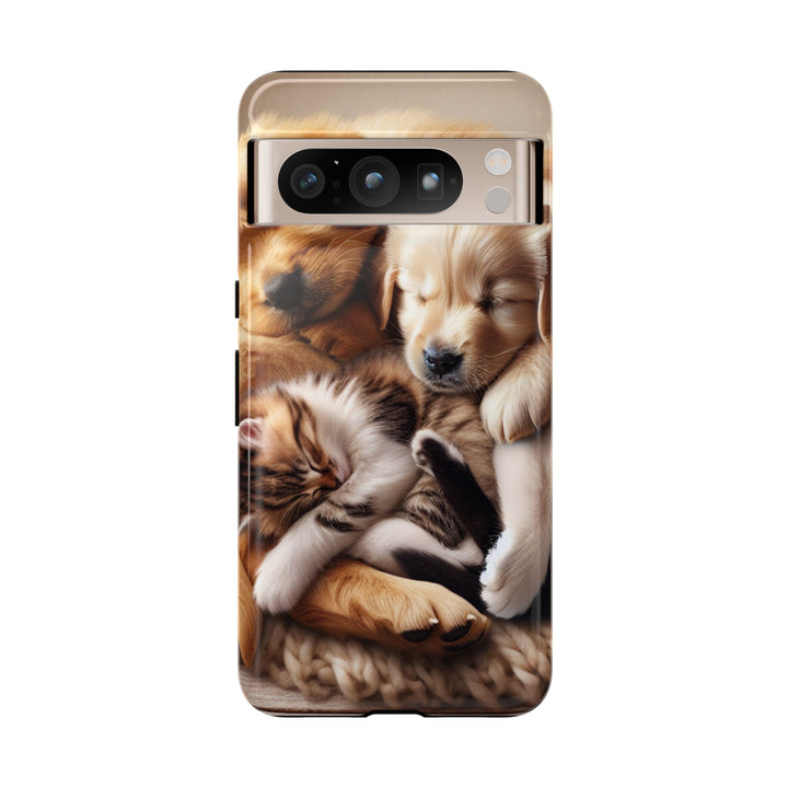 Cute Pets Phone Case - Adorable Puppy and Kitten Design, Animal Lover Gift