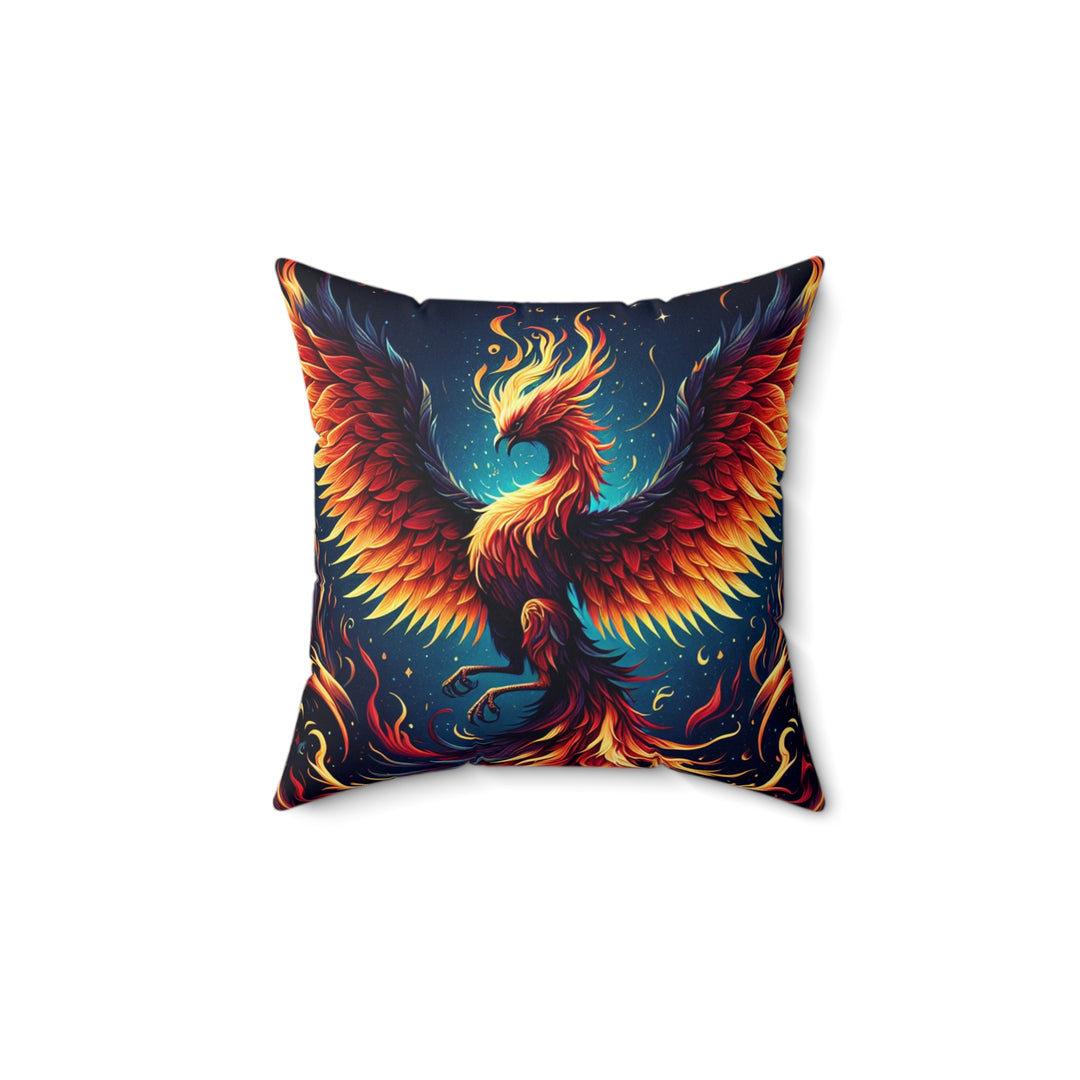 Vibrant Phoenix Throw Pillow, Bohemian Home Decor, Fire Element Cushion, Cozy Living Room Accent, Unique Gift for Dragon Lovers