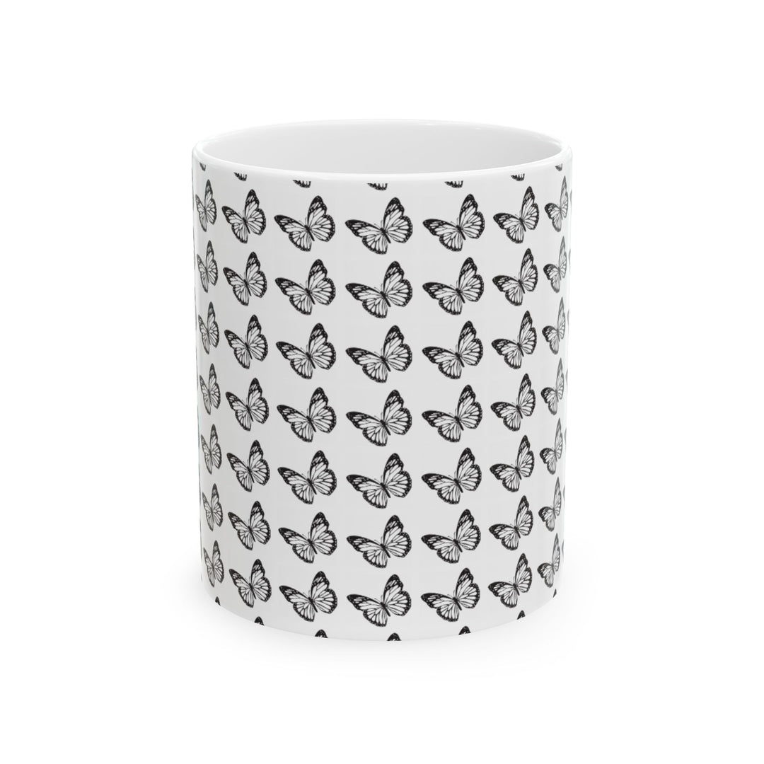 Butterfly Pattern Ceramic Mug - Elegant Gift for Nature Lovers