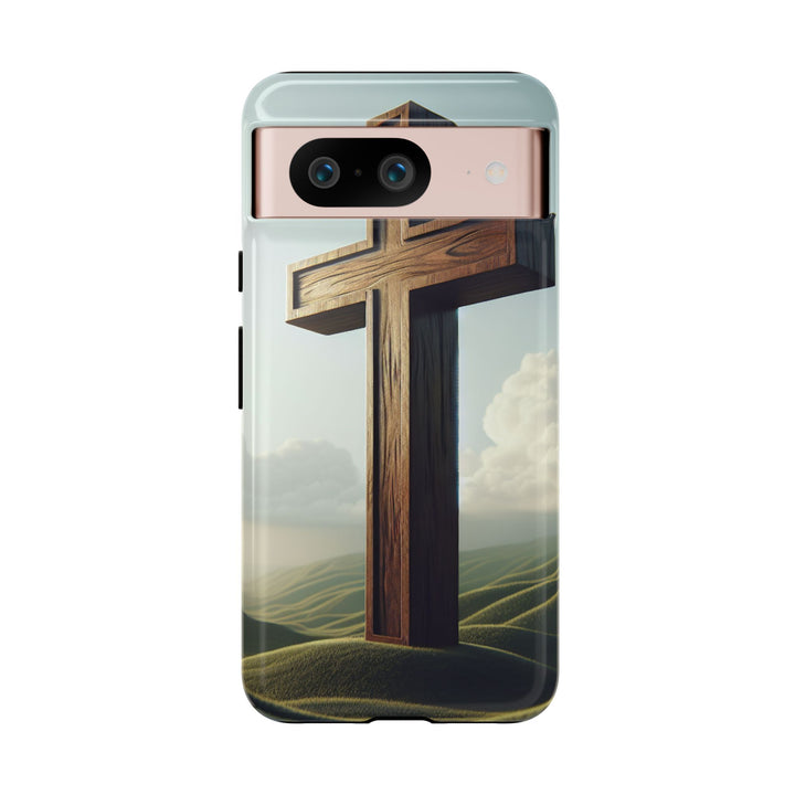 Wooden Cross Phone Case, Inspirational Gift, Christian Decor, Faith-Based Accessory, Unique Tech Gift