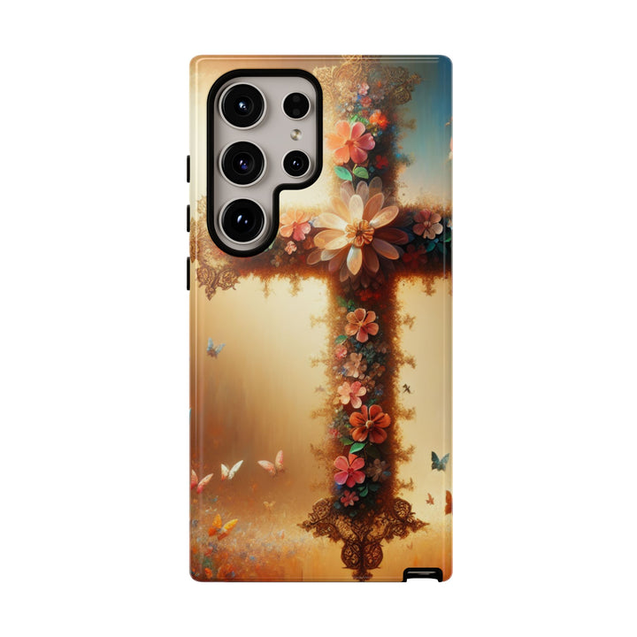 Floral Cross Phone Case, Tough Cases for Christians, Religious Gifts, Cute Floral Accessories, Chic Phone Cover, Spring Vibes