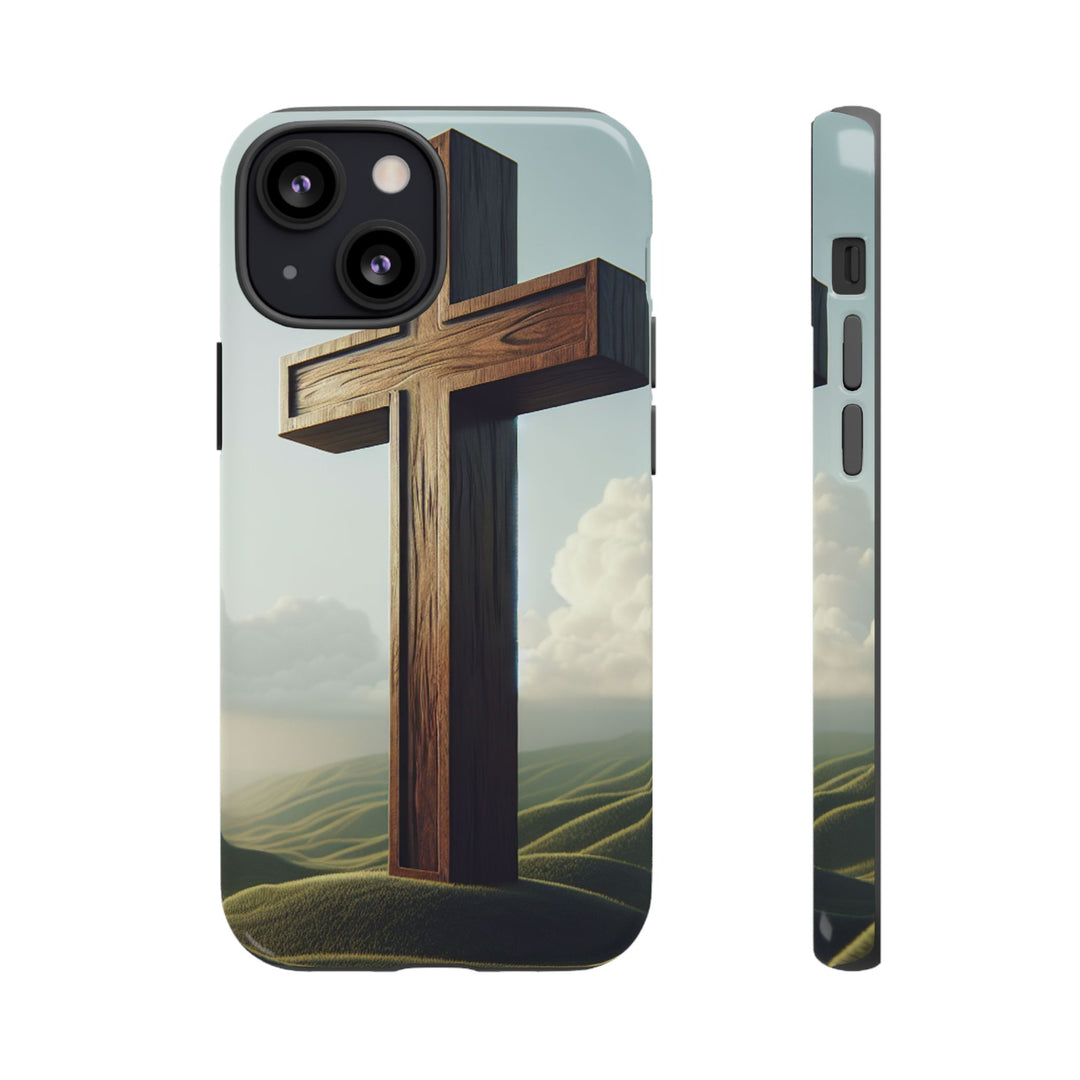 Wooden Cross Phone Case, Inspirational Gift, Christian Decor, Faith-Based Accessory, Unique Tech Gift