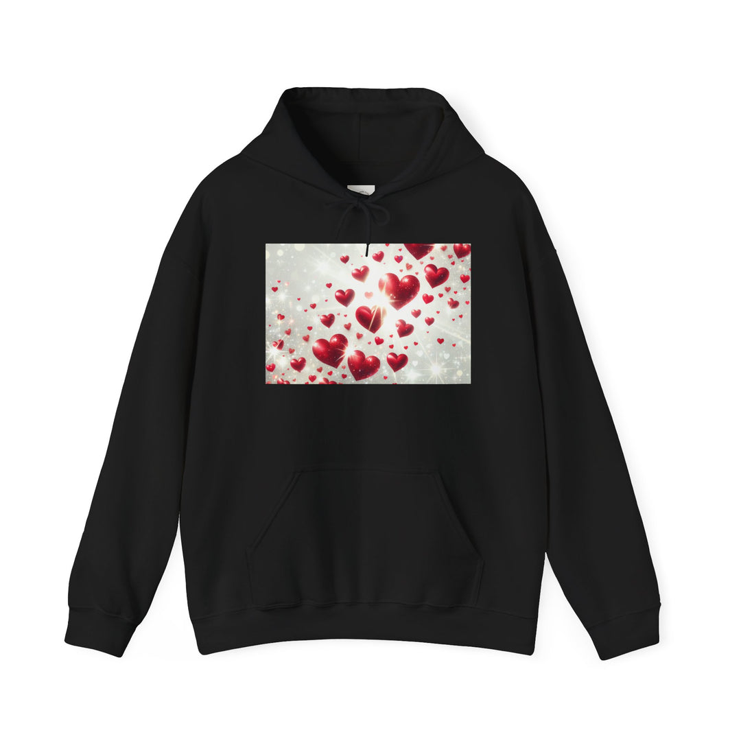 Love Hearts Unisex Hoodie, Cozy Valentine's Day Sweatshirt, Warm Gift for Him/Her, Cute Snug Pullover for Couples, Romantic Apparel