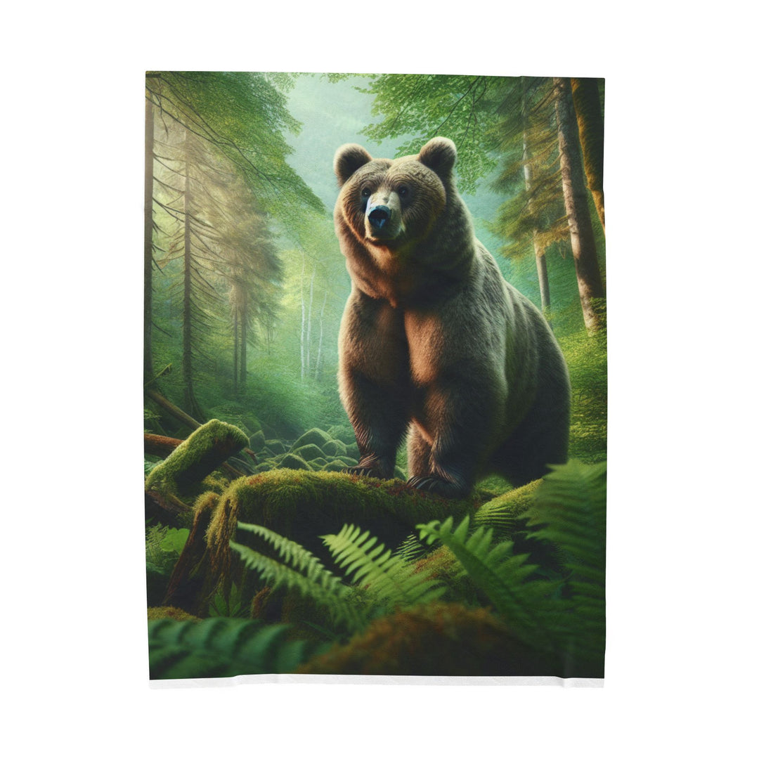 Cozy Bear Velveteen Plush Blanket - Perfect for Nature Lovers & Gifting
