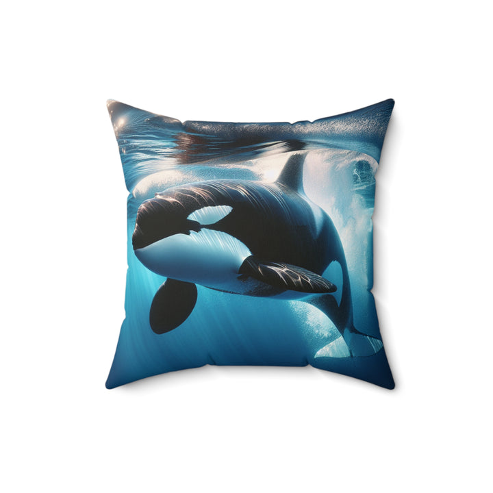 Orca Ocean-Themed Throw Pillow, Marine Life Decor, Nautical Home Accent, Coastal Living Gift, Whale Lover Cushion