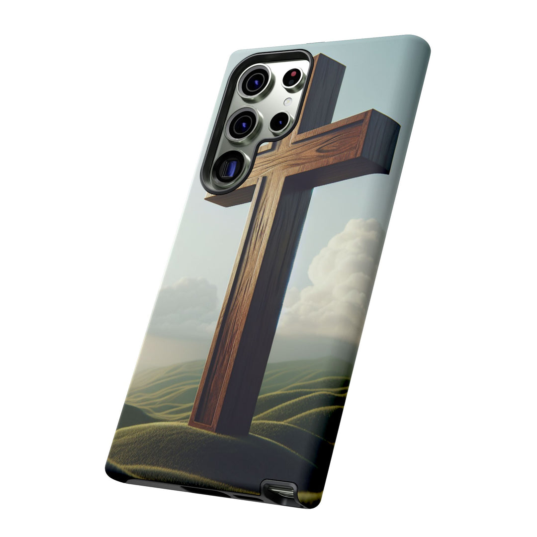 Wooden Cross Phone Case, Inspirational Gift, Christian Decor, Faith-Based Accessory, Unique Tech Gift
